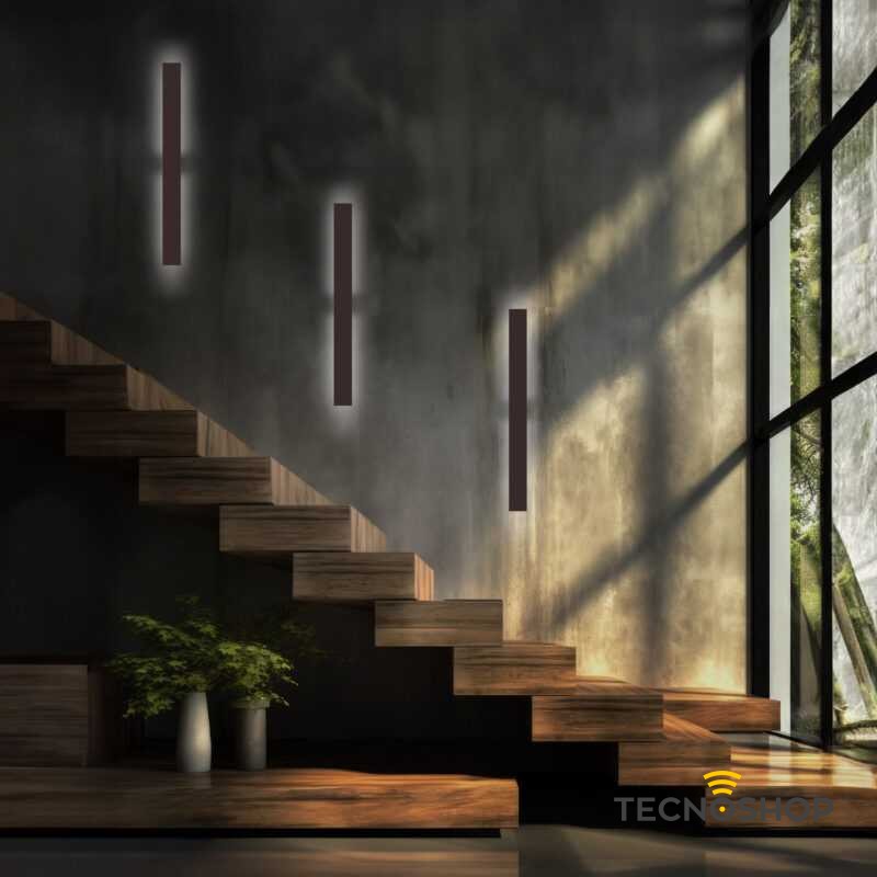 TK LIGHTING APPLIQUE LED NAVI LONG 8W 3000K L.1mt MARRONE - immagine 2