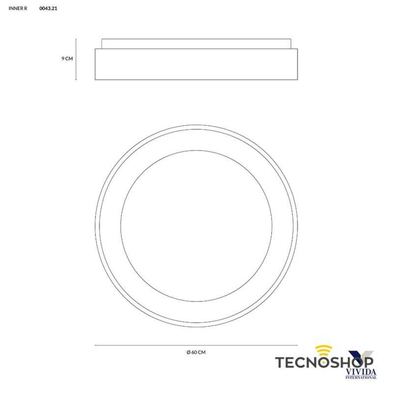 PLAFONIERA INNER TONDA 50W 3000lm 3000K SABBIA Ø 60 cm - immagine 2