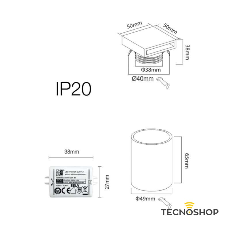 BENEITO SEGNAPASSO LED "STEPS" QUADRATO 4W 4000K IP54 BIANCO - immagine 2