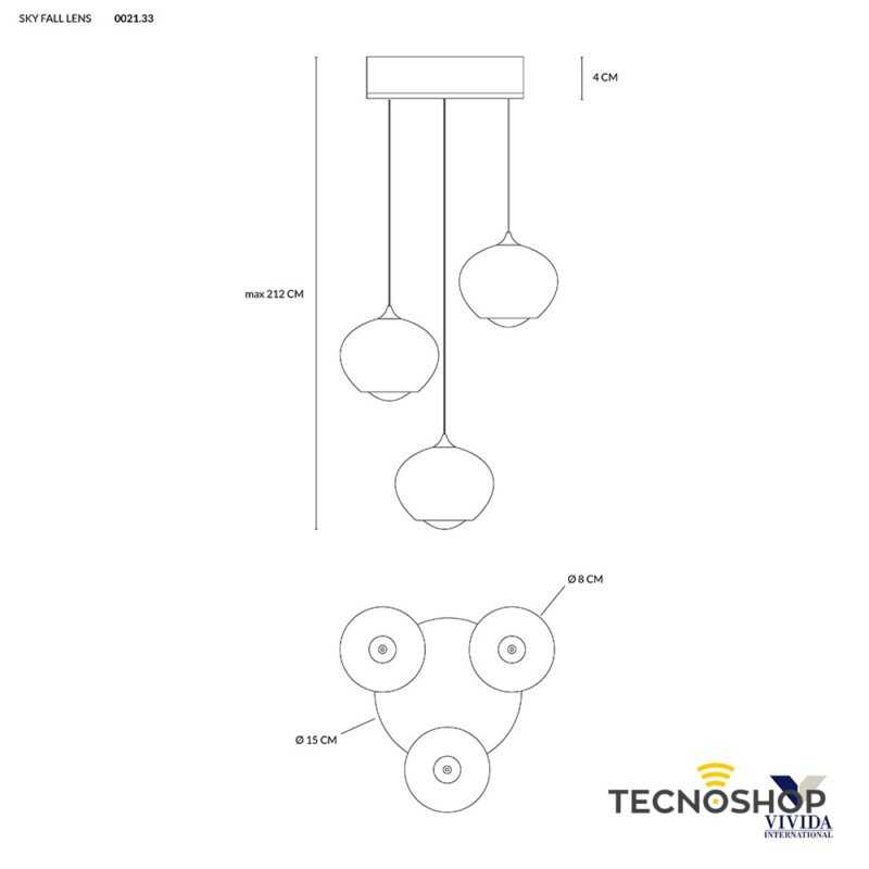 SOSPENSIONE SKY FALL LENS 3 SFERE 3X6W 3000K 945LM BIANCA - immagine 4