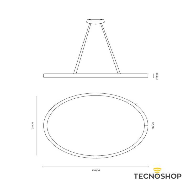 VIVIDA SOSPENSIONE LIFERING-O 80W 6000LM 3000K-4000K 120cm BRONZO - immagine 3