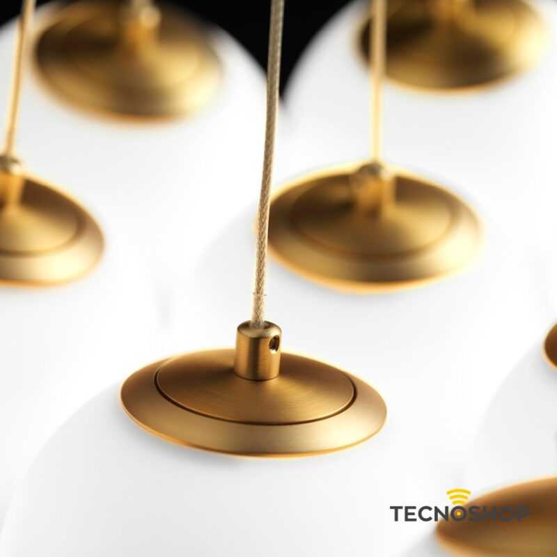 VIVIDA SOSPENSIONE "PEARL" 9 LUCI 50W 3000K D.58cm ORO SPAZZOLATO - immagine 3