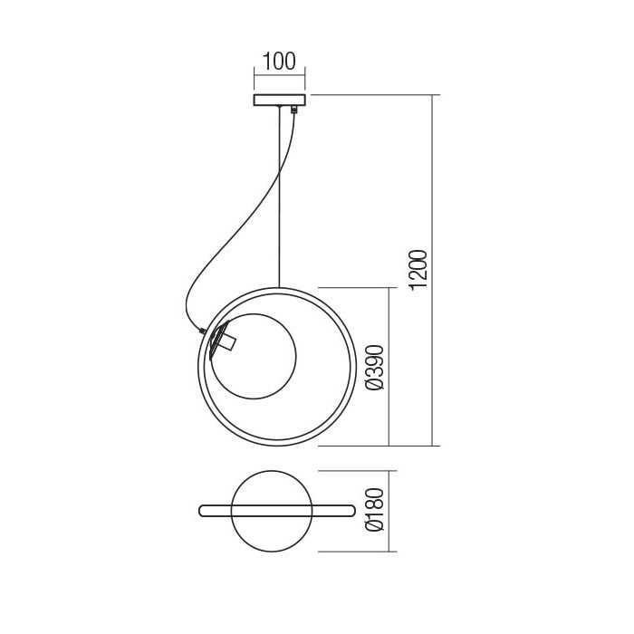 REDO SOSPENSIONE "KLEIDI" 1XE27 D.39CM IN LEGNO NATURALE E VETRO BIANCO OPALE - immagine 3