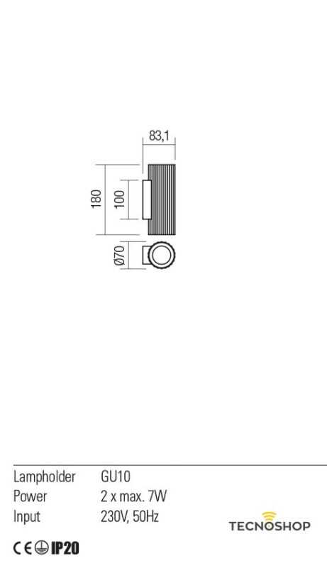 REDO APPLIQUE DELPHI 2xGU10 NERO OPACO - immagine 2