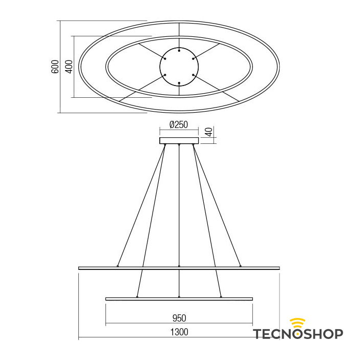 REDO SOSPENSIONE LED "LEO" DIMMERABILE 108W 3000K/4000K 130cm BRONZO - immagine 2
