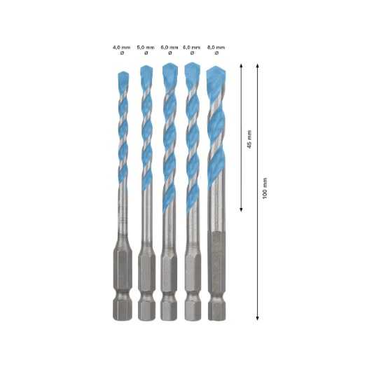 BOSCH SET 5 PUNTE HEX-9 MULTI CONSTRUCTION Ø 4-8mm - immagine 2