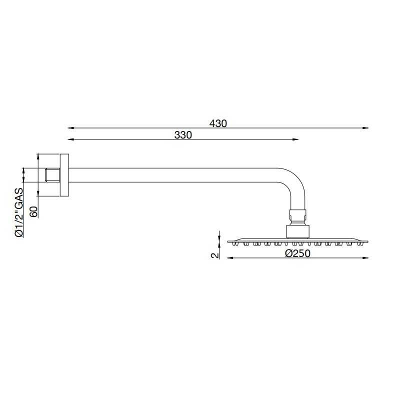 GABOLI KIT SOFFIONE DOCCIA TONDO D.25x25cm CON BRACCIO CROMATO - immagine 2
