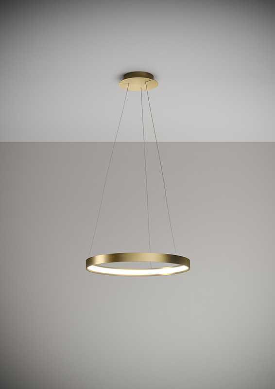 SFORZIN SOSPENSIONE LED "ANELLO" D.50cm 30W 3000K CON FINITURA ORO SPAZZOLATO - immagine 2