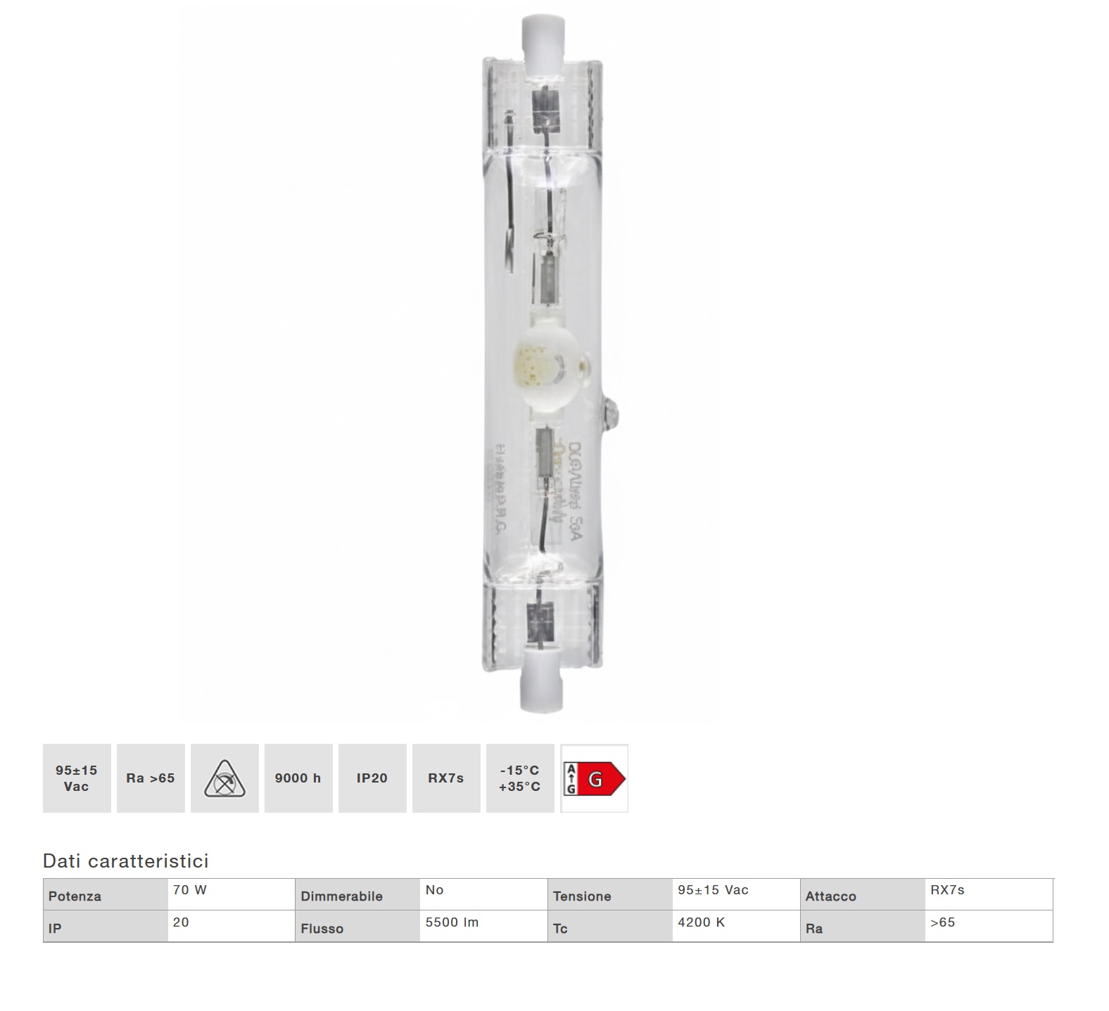 DURALAMP LAMPADA RX7S HDI-TS DA 70W/NDL IODURI METALLICI - immagine 4