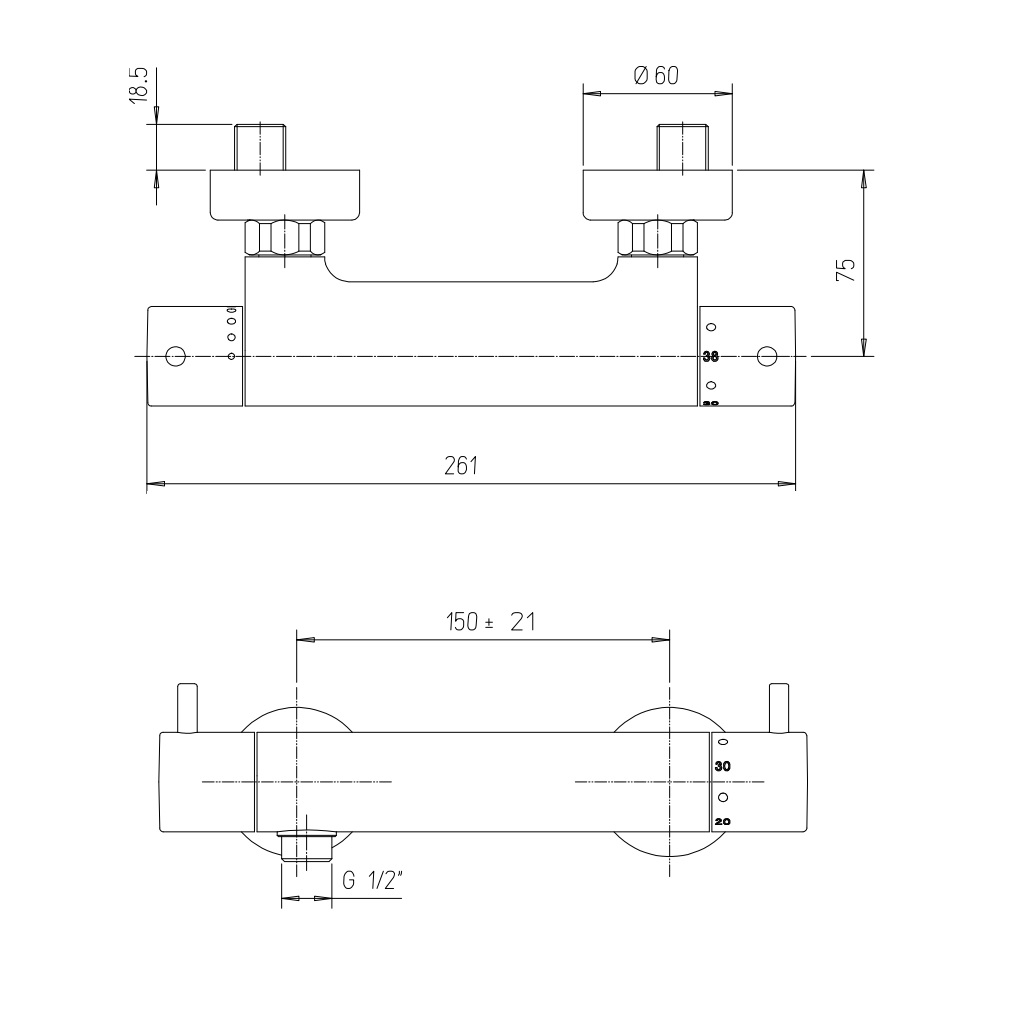 PAINI MONOCOMANDO TERMOSTATICO DOCCIA ESTERNO CROMATO - immagine 2