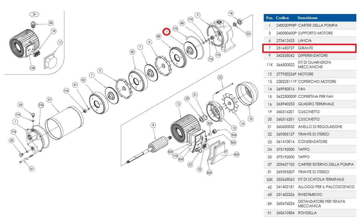 EBARA GIRANTE 251450737 PER COMPACT AM/6 E AM/8 - immagine 2