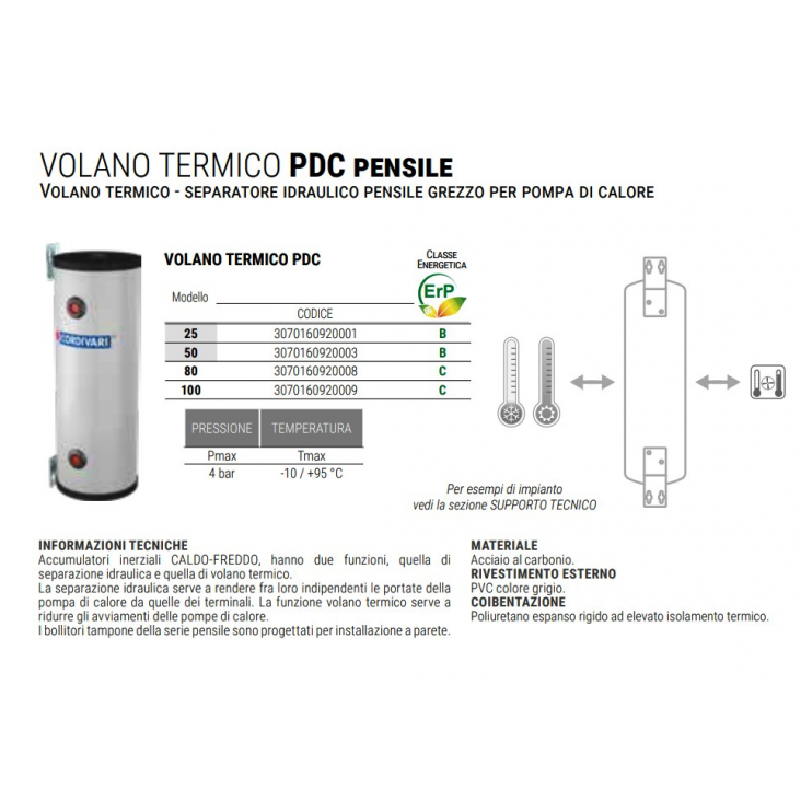 CORDIVARI VOLANO TERMICO PDC PENSILE DA 50LT - immagine 2