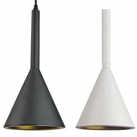 SOSPENSIONE IN ALLUMINIO BIANCO E INTERNO ORO CON PORTALAMPADA E27 - immagine 2