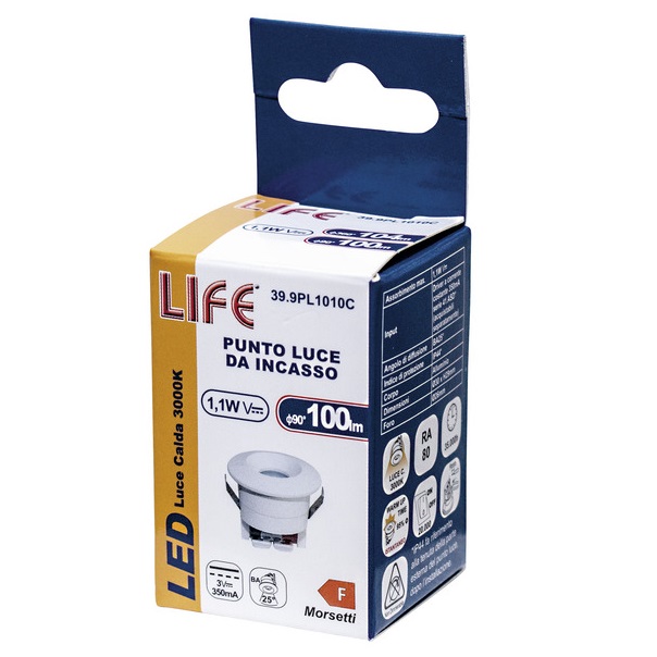PUNTO LUCE LED INCASSO PER MENSLOLE 1,1W 3000K - immagine 3