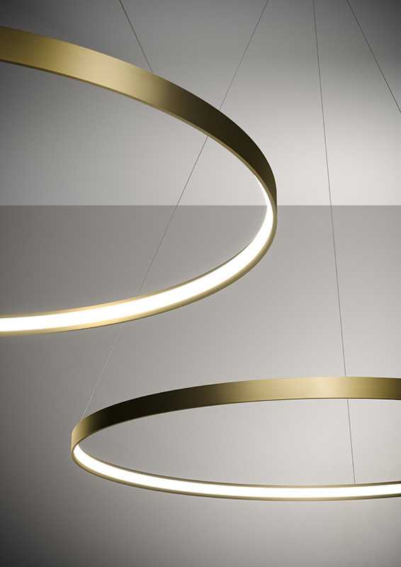 SFORZIN SOSPENSIONE LED "ANELLO" D.50cm 30W 3000K CON FINITURA ORO SPAZZOLATO - immagine 3