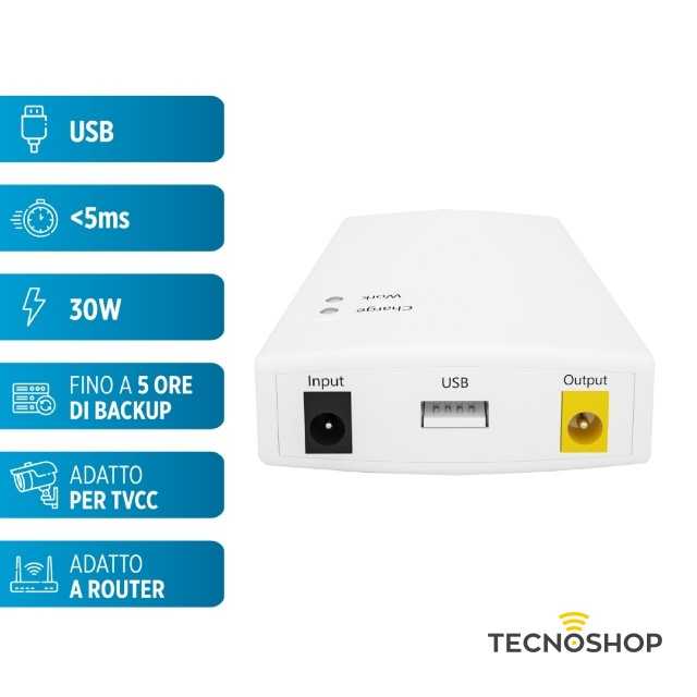 MINI UPS 30W PER DISPOSITIVI 12V E USB - immagine 6