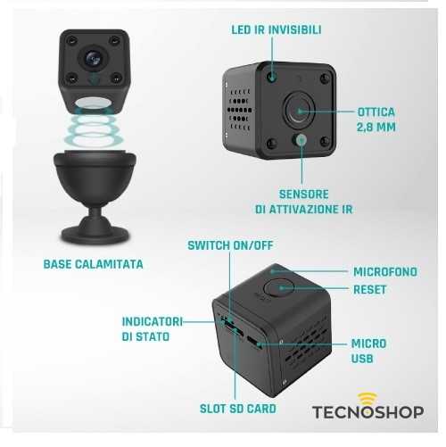 MINI TELECAMERA WIFI DA INTERNO HD 720p - immagine 3