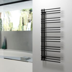 MAGMA SCALDASALVIETTE NERO OPACO 1200×500mm MODELLO ARPA INTERASSE 50 mm