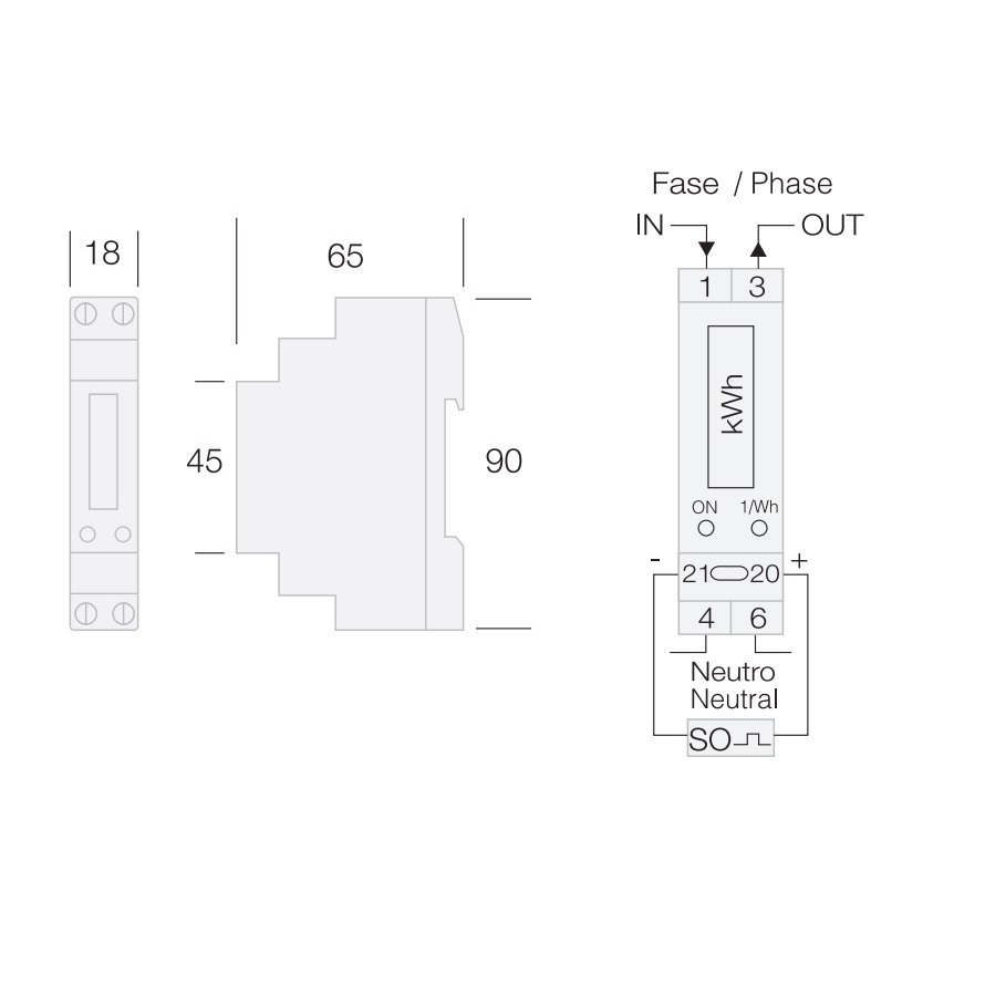 TECNOSWITCH CONTATORE ELETTRONICO DI ENERGIA MONOFASE - immagine 2