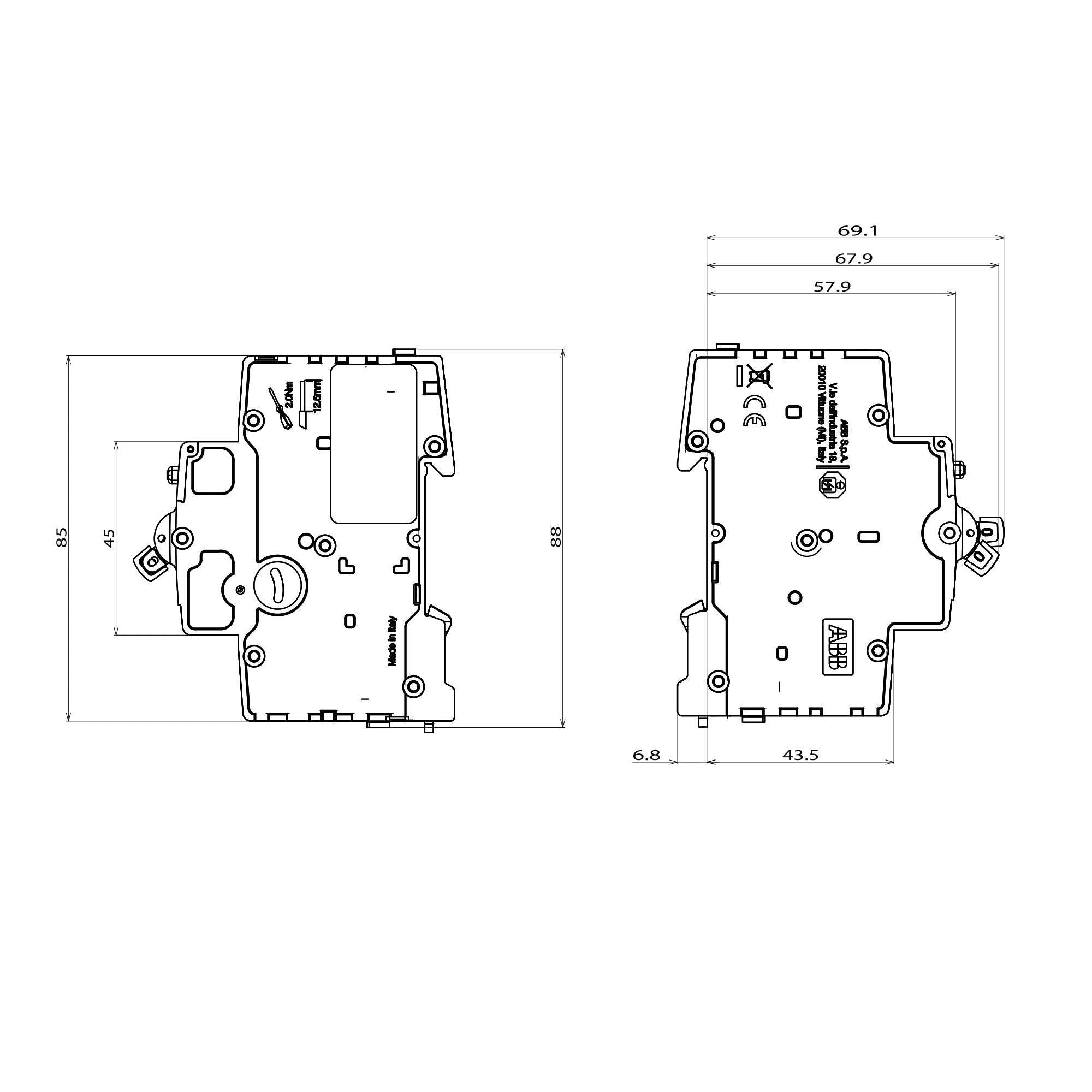 AEG DIFFERENZIALE MTD DDM+ 1P+N 16A 4,5KA AC 2 MODULI - immagine 2