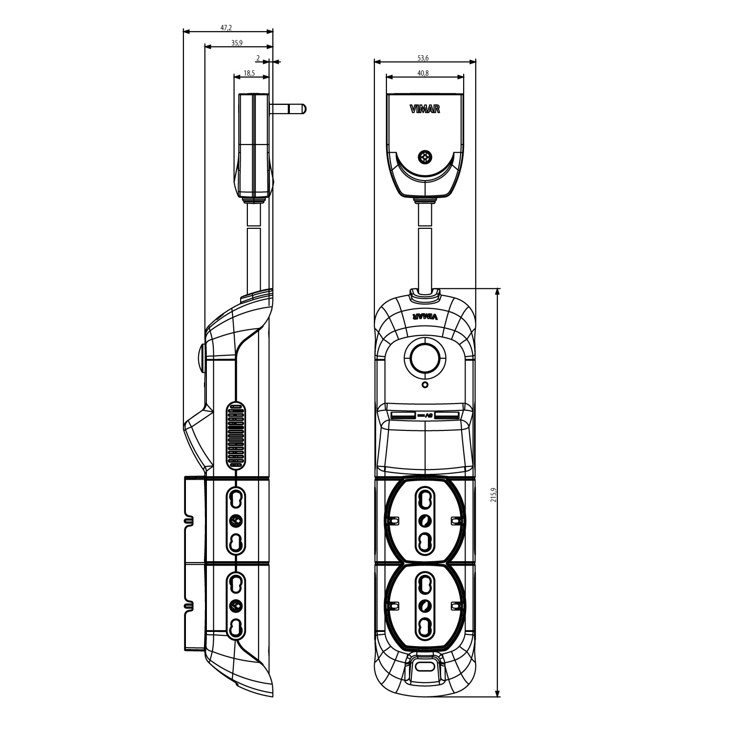 VIMAR MULTIPRESA CON 2 PRESE SCHUKO + 4 BPRESE + 2 USB E INTERRUTTORE GENERALE - immagine 2
