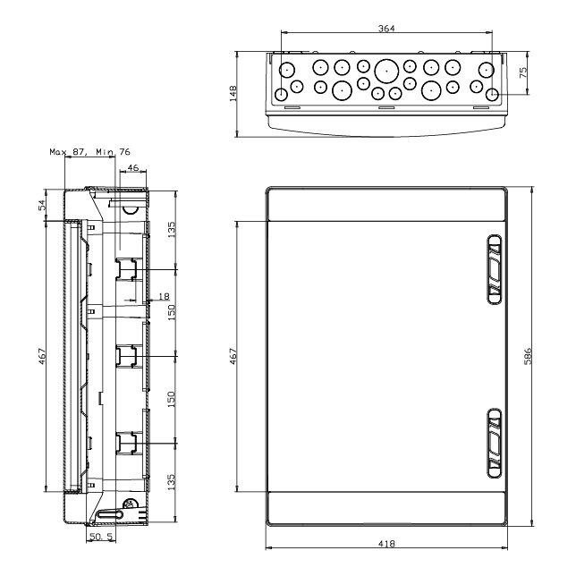AEG CENTRALINO PARETE STAGNO 3 FILE 54 MODULI - immagine 2