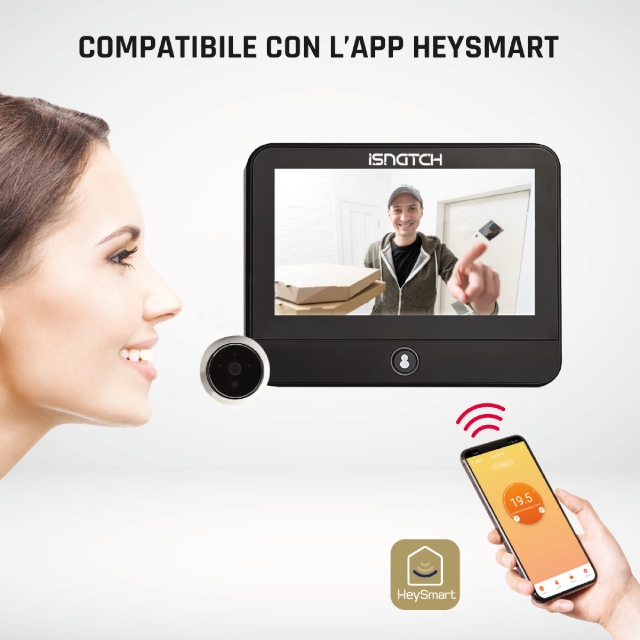 HEYDOOR SPIONCINO CON MONITOR 4,3'' SMART WIFI 2Mpx A BATTERIA - immagine 3