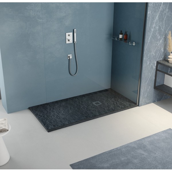 PIATTO DOCCIA RETTANGOLARE 80x120cm IN MARMORESINA GRAFITE MODELLO STONE FREE H.2,8mm - immagine 2
