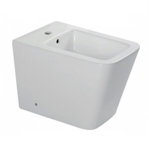 BIDET A TERRA FILO PARETE IN CERAMICA BIANCA SERIE PLUMA