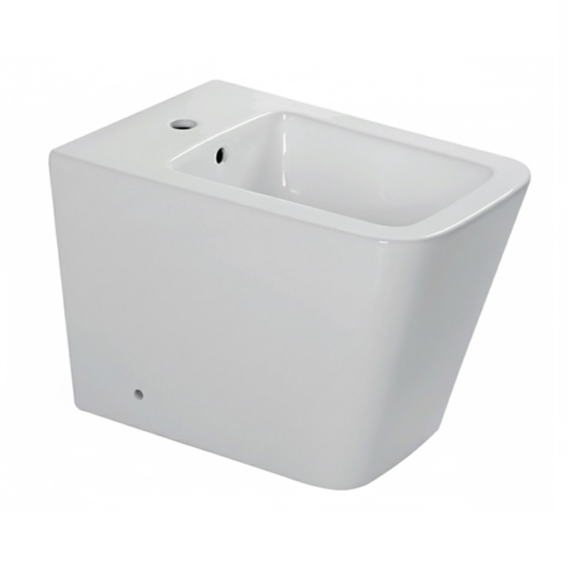 BIDET A TERRA FILO PARETE IN CERAMICA BIANCA SERIE PLUMA