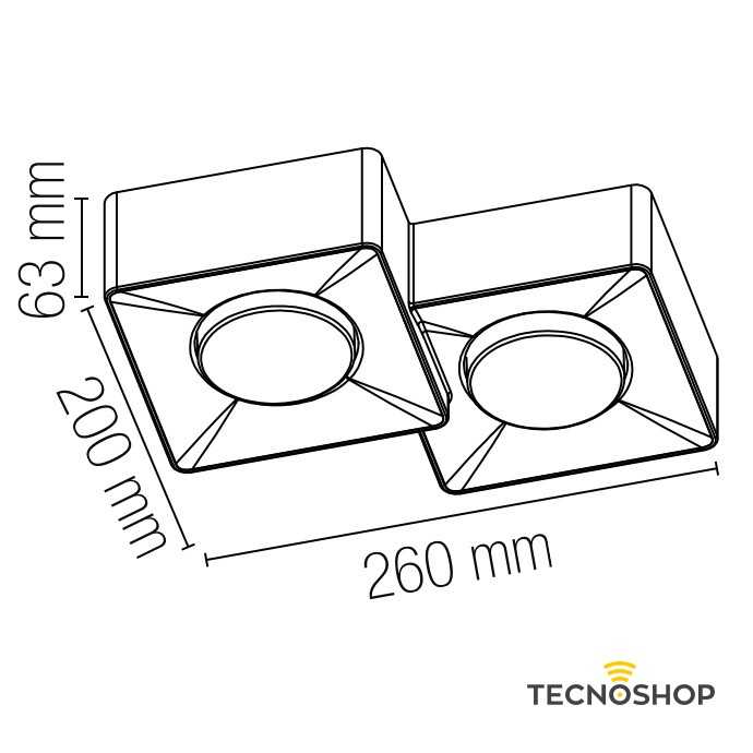 INTEC PLAFONE QUADRATO "ATHEN" 2xGX53 IN GESSO BIANCO - immagine 2