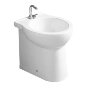 BIDET A TERRA FILO PARETE IN CERAMICA BIANCA SERIE ISCHIA