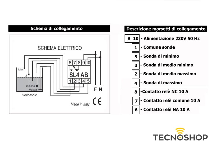 IPERTRONIC SEGNALATORE DI LIVELLO "SL4A" 4 INGRESSI CON RELE DA 10A - immagine 3