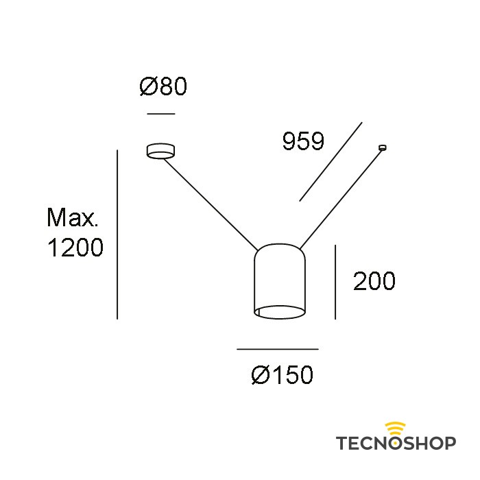 LEDS SOSPENSIONE "ATTIC" A CILINDRO 1XE27 CON CAVO 120CM NERO - immagine 2