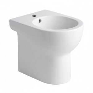 BIDET A TERRA FILO PARETE IN CERAMICA BIANCA SERIE MININUVOLA