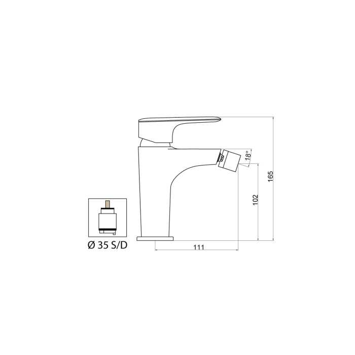 DUEMMEGGI MISCELATORE BIDET "BETA" CROMATO CON PILETTA DA 1"1/4 - immagine 2