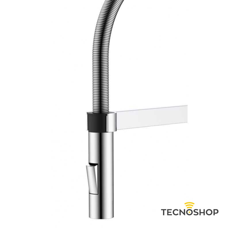 SPHERA MISCELATORE LAVELLO CUCINA 2 GETTI CON CANNA A MOLLA CROMATA - immagine 2