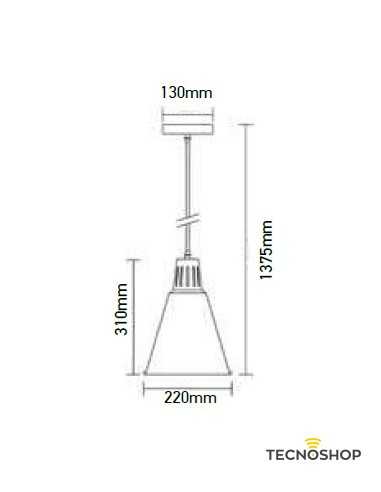 SOSPENSIONE CON BASE IN RAME E COPETURA NERO SABBIATO CON PORTALAMPADA E27 - immagine 2