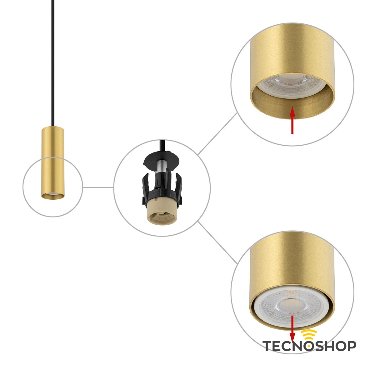 NOWODVORSKI SOSPENSIONE FOURTY 1xGU10 L.12,5cm NERA E ORO - immagine 5