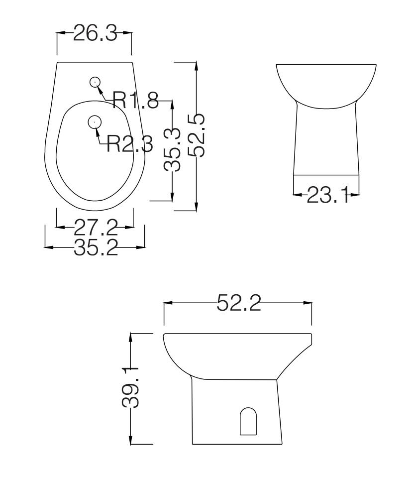 BIDET A TERRA IN CERAMICA BIANCA SERIE ORCHIDEA - immagine 2