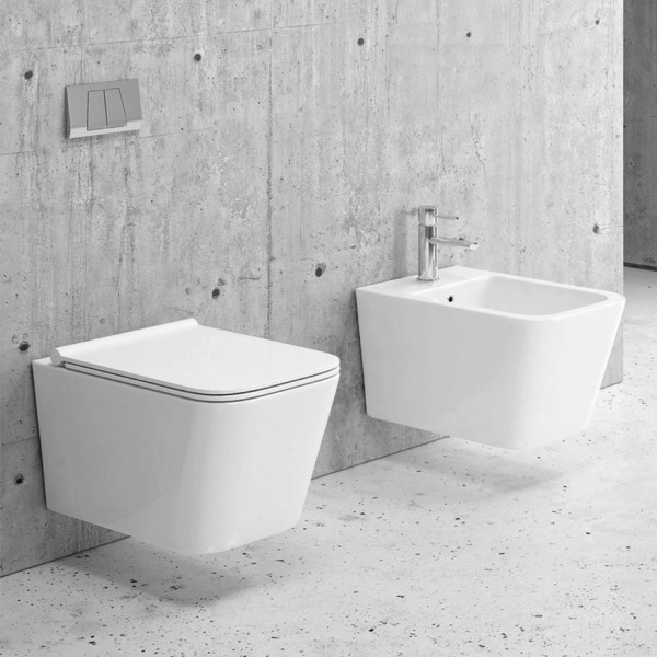BIDET SOSPESO IN CERAMICA BIANCA SERIE PLUMA - immagine 3