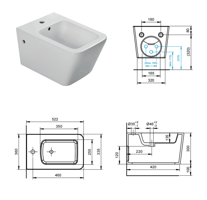 BIDET SOSPESO IN CERAMICA BIANCA SERIE PLUMA - immagine 5