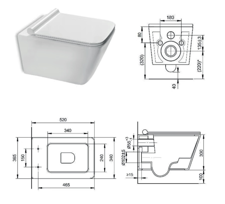 VASO WC SOSPESO IN CERAMICA BIANCA SERIE PLUMA SENZA BRIDA - immagine 4
