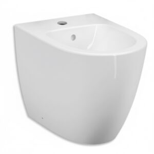 BIDET A TERRA FILO PARETE IN CERAMICA BIANCA SERIE SENTO