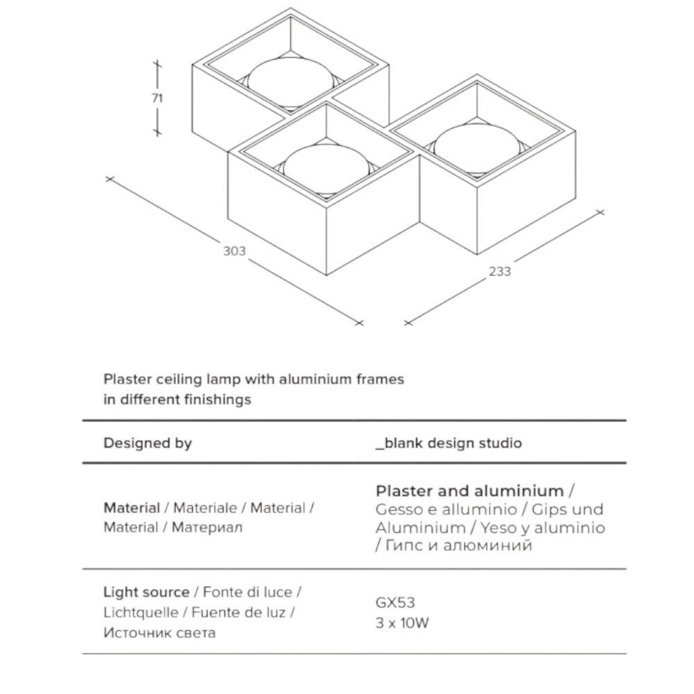 SFORZIN PLAFONIERA SOFFITTO NASSO IN GESSO 3xGX53 INTERNO BRONZO - immagine 5