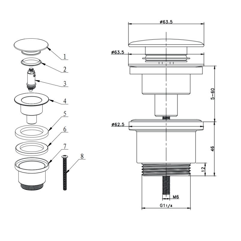AMBRA PILETTA CLICK CLACK IN OTTONE CON TAPPO IN CERAMICA BIANCO OPACO - immagine 2