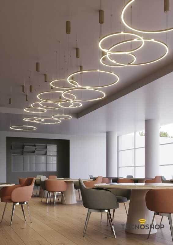 INTEC SOSPENSIONE LED "HOOP" CIRCOLARE 60W TRICOLOR D.120CM CON FINITURA ORO - immagine 2