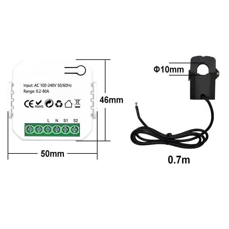 CONTATORE DI ENERGIA WIFI MONOFASE CON PINZA AMPEROMETRICA 80A - immagine 6