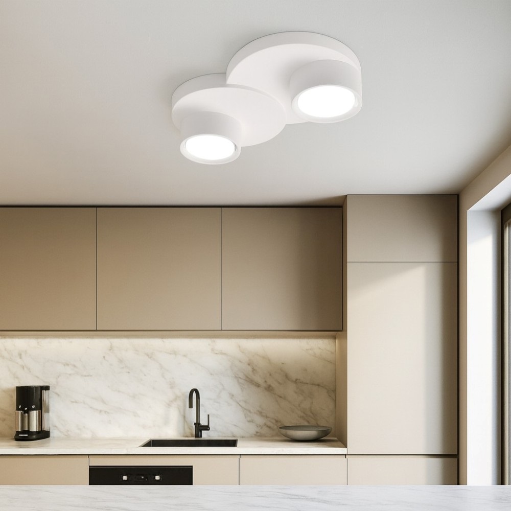 SFORZIN PLAFONIERA SOFFITTO DEMETRA IN GESSO 2xGX53 BIANCA - immagine 6