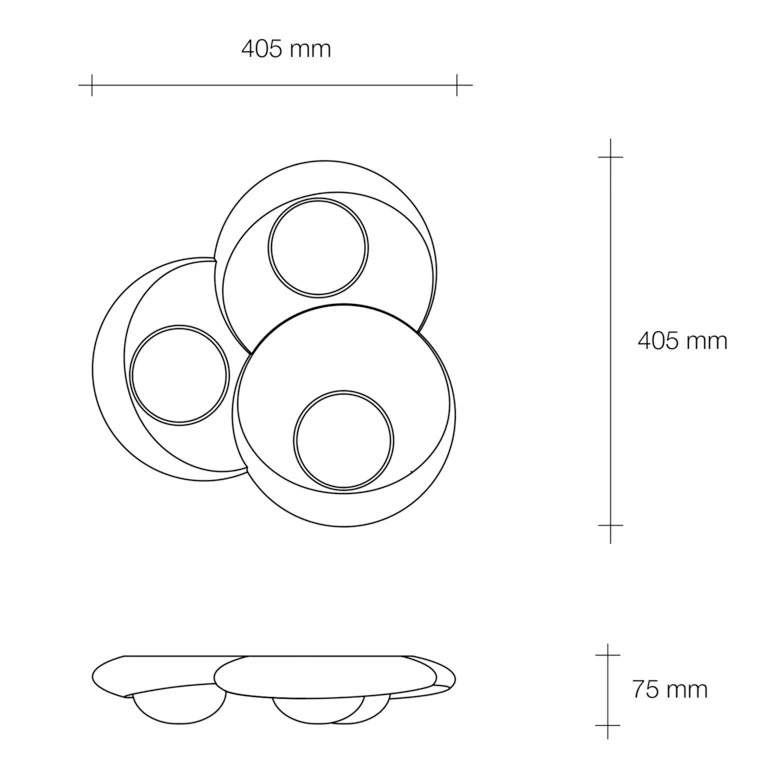 SFORZIN PLAFONE IN GESSO PITANE 3xGX53 CON SFERE IN VETRO - immagine 5